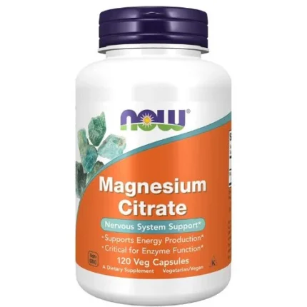 NOW Foods Magnesium Citrate (120 Veg Capsules) in Bangladesh – Muscle, Bone & Relaxation Support | GetSupplementsBD